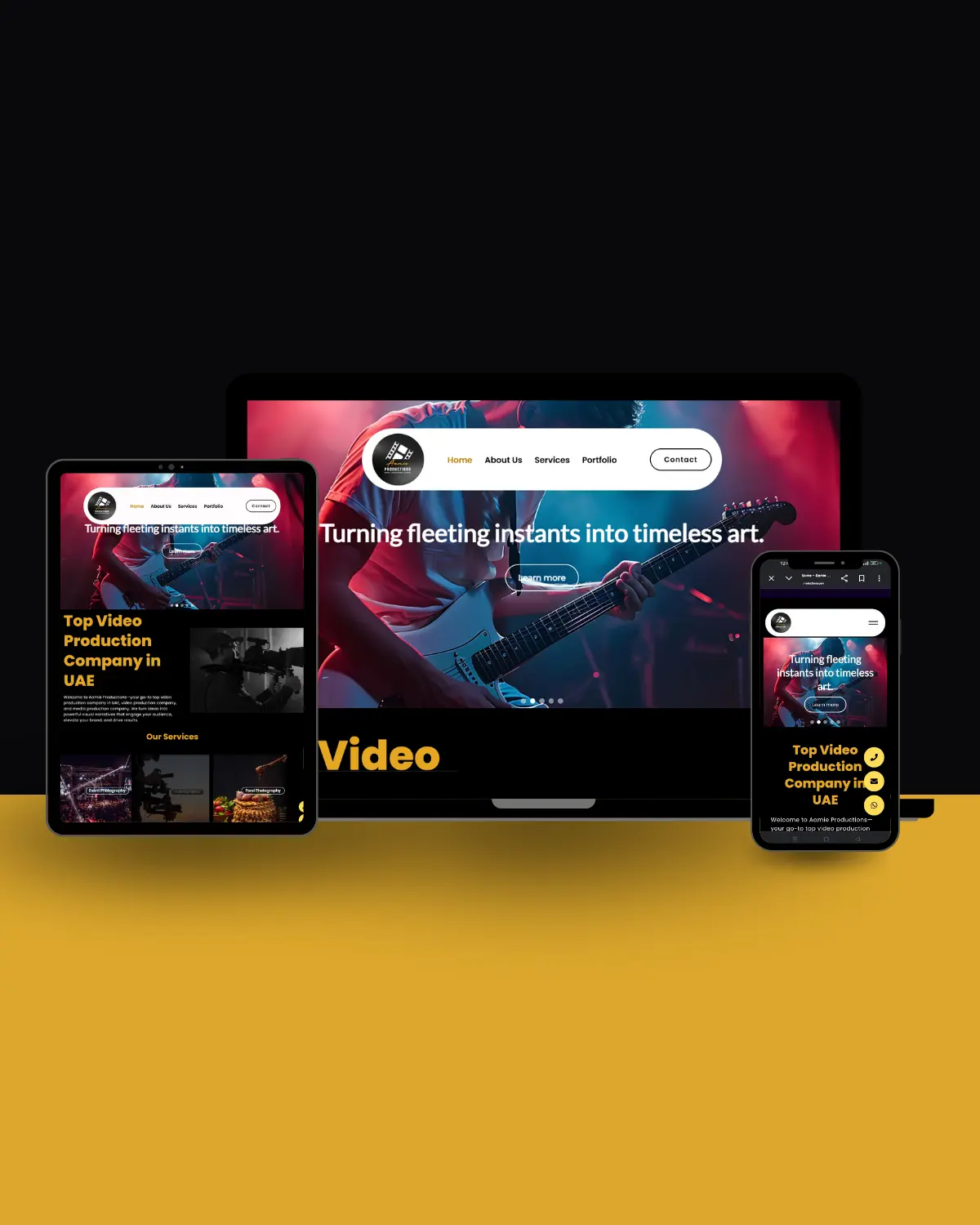 Aamie Productions website project showcase